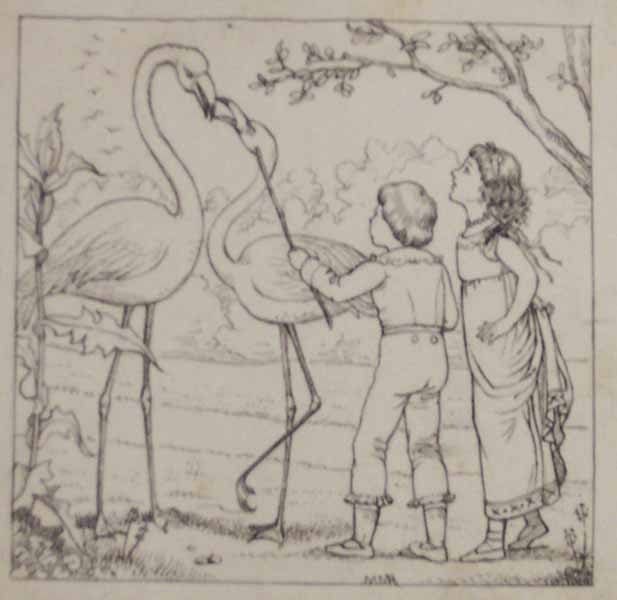 Two Children with Two Flamingoes